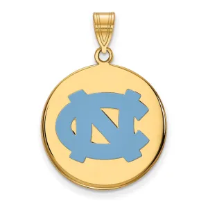 Sterling Silver Gold-plated University of North Carolina N-C Large Enameled Disc Pendant