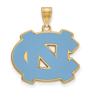 Sterling Silver Gold-plated University of North Carolina N-C Large Enameled Pendant