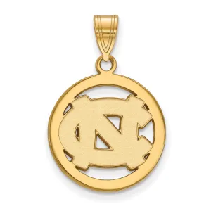 Sterling Silver Gold-plated University of North Carolina N-C Medium Circle Pendant