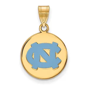 Sterling Silver Gold-plated University of North Carolina N-C Medium Enameled Disc Pendant