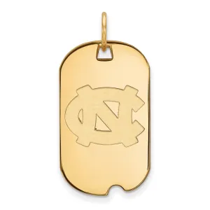 Sterling Silver Gold-plated University of North Carolina N-C Small Dog Tag Pendant
