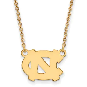 Sterling Silver Gold-plated University of North Carolina N-C Small Pendant 18 inch Necklace
