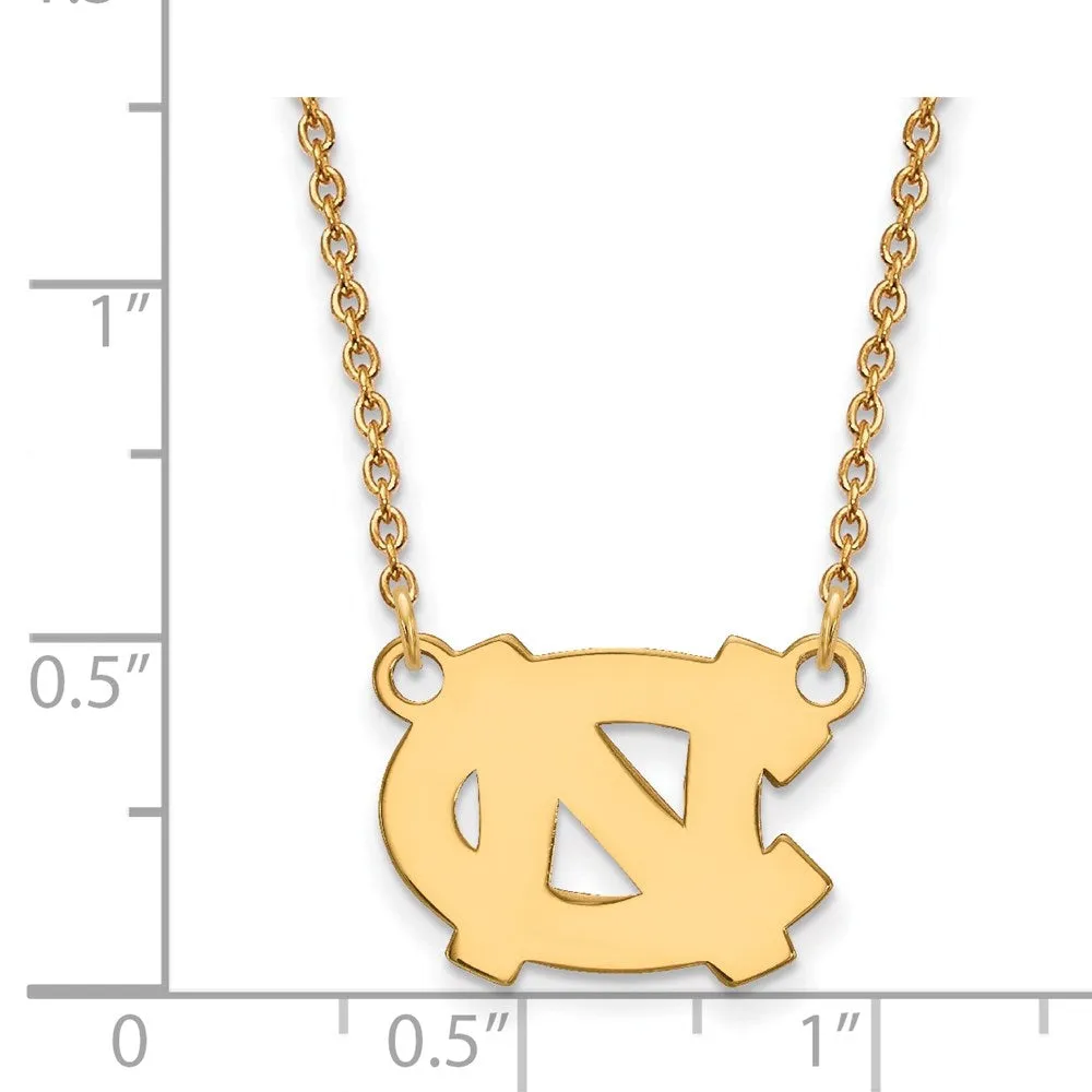 Sterling Silver Gold-plated University of North Carolina N-C Small Pendant 18 inch Necklace