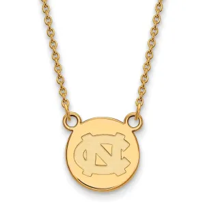 Sterling Silver Gold-plated University of North Carolina Small Disc 18 inch Necklace