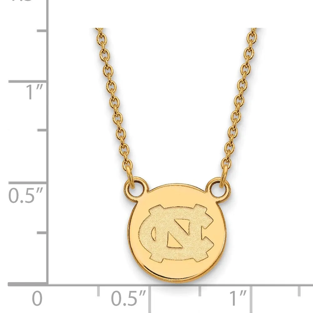 Sterling Silver Gold-plated University of North Carolina Small Disc 18 inch Necklace