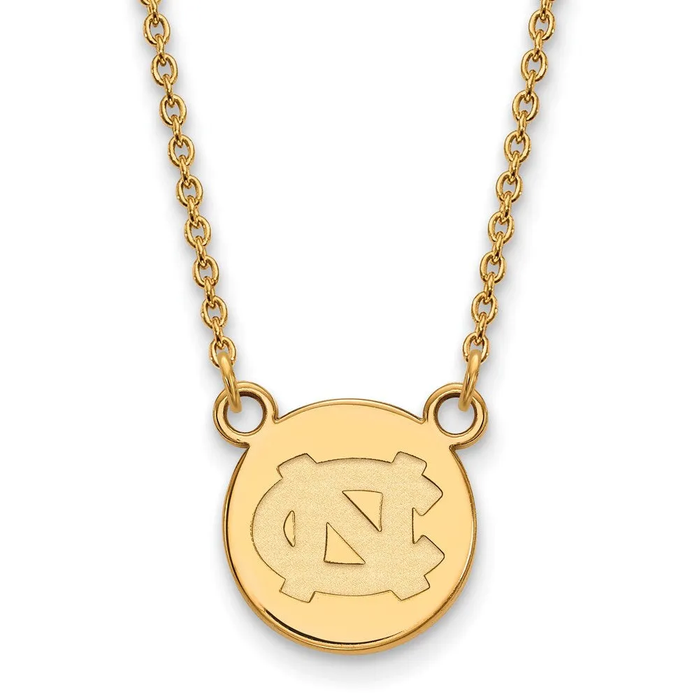 Sterling Silver Gold-plated University of North Carolina Small Disc 18 inch Necklace