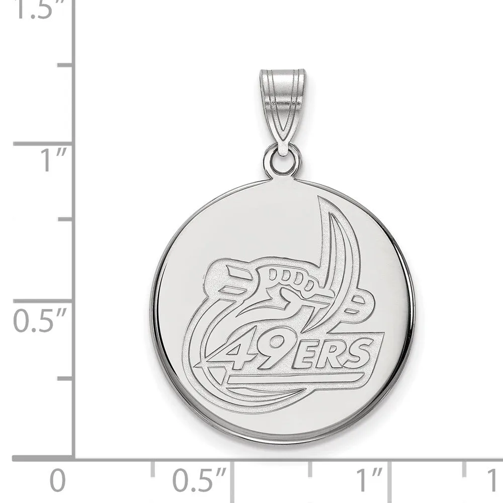 Sterling Silver Rhodium-plated University of North Carolina at Charlotte 49ers Large Disc Pendant
