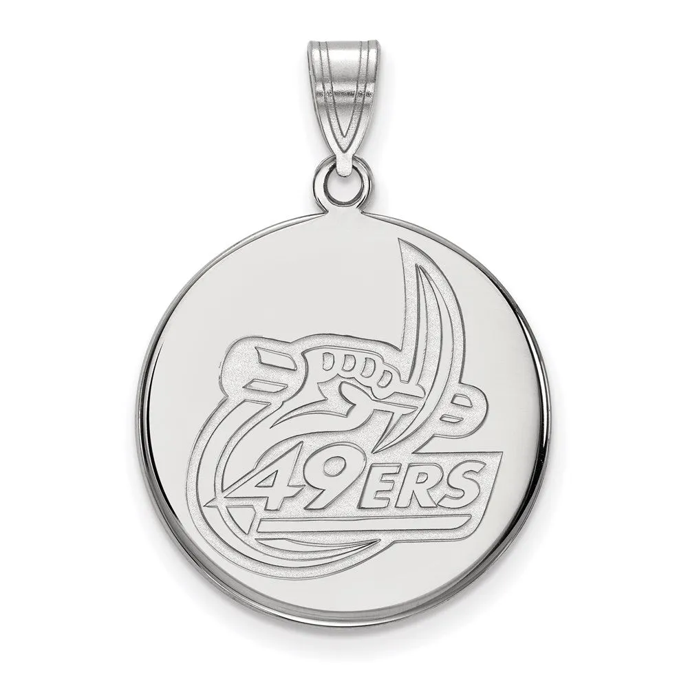 Sterling Silver Rhodium-plated University of North Carolina at Charlotte 49ers Large Disc Pendant