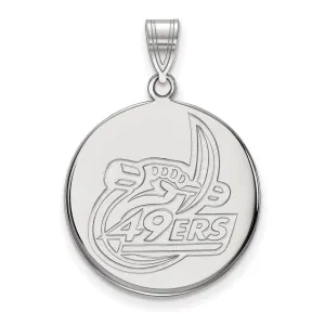 Sterling Silver Rhodium-plated University of North Carolina at Charlotte 49ers Large Disc Pendant