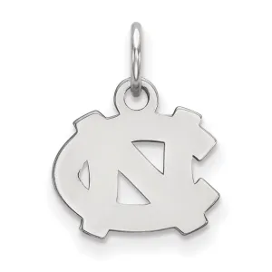 Sterling Silver Rhodium-plated University of North Carolina N-C Extra Small Pendant