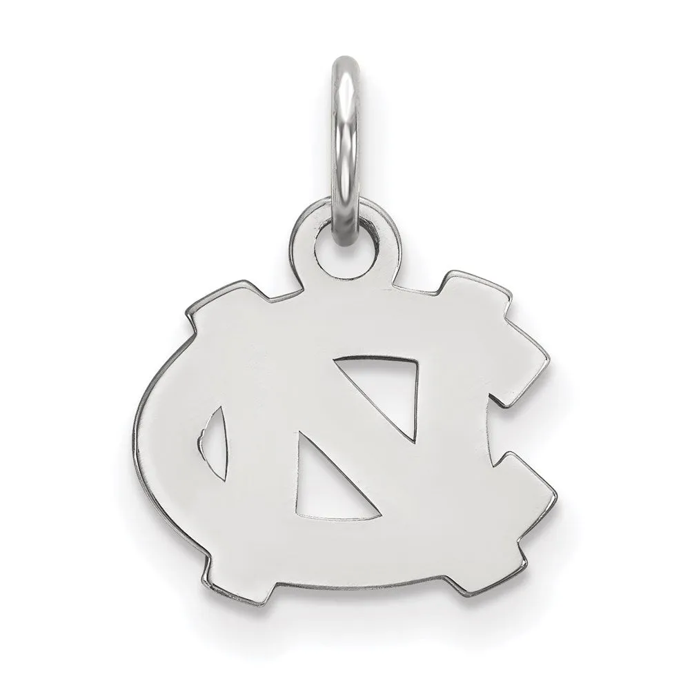 Sterling Silver Rhodium-plated University of North Carolina N-C Extra Small Pendant