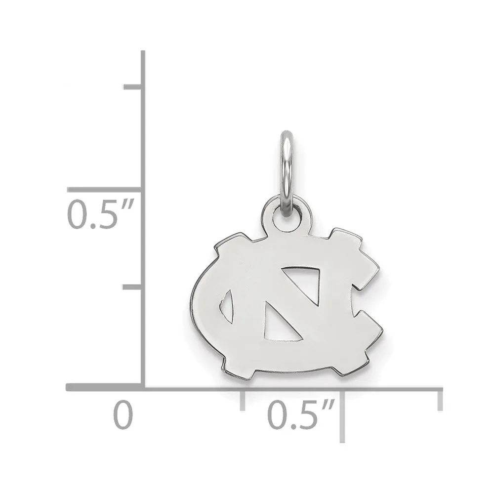 Sterling Silver Rhodium-plated University of North Carolina N-C Extra Small Pendant