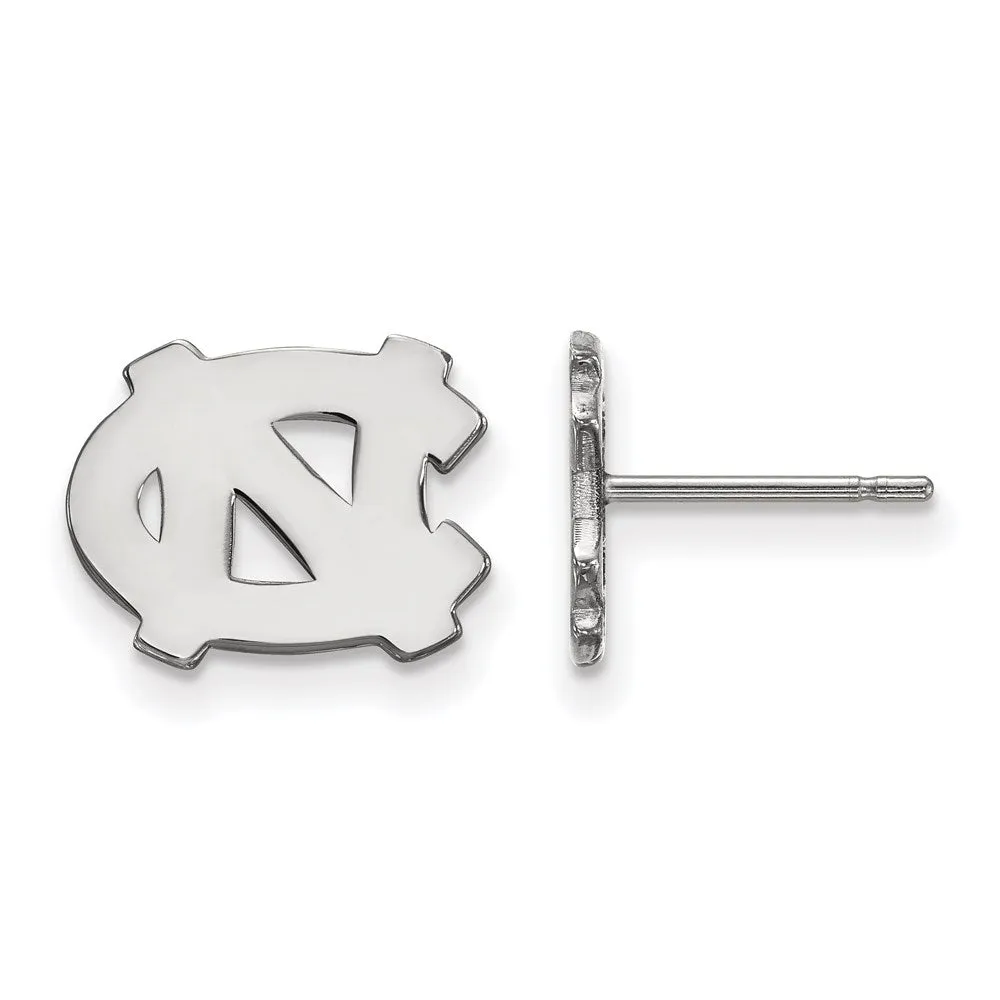 Sterling Silver Rhodium-plated University of North Carolina N-C Extra Small Post Earrings
