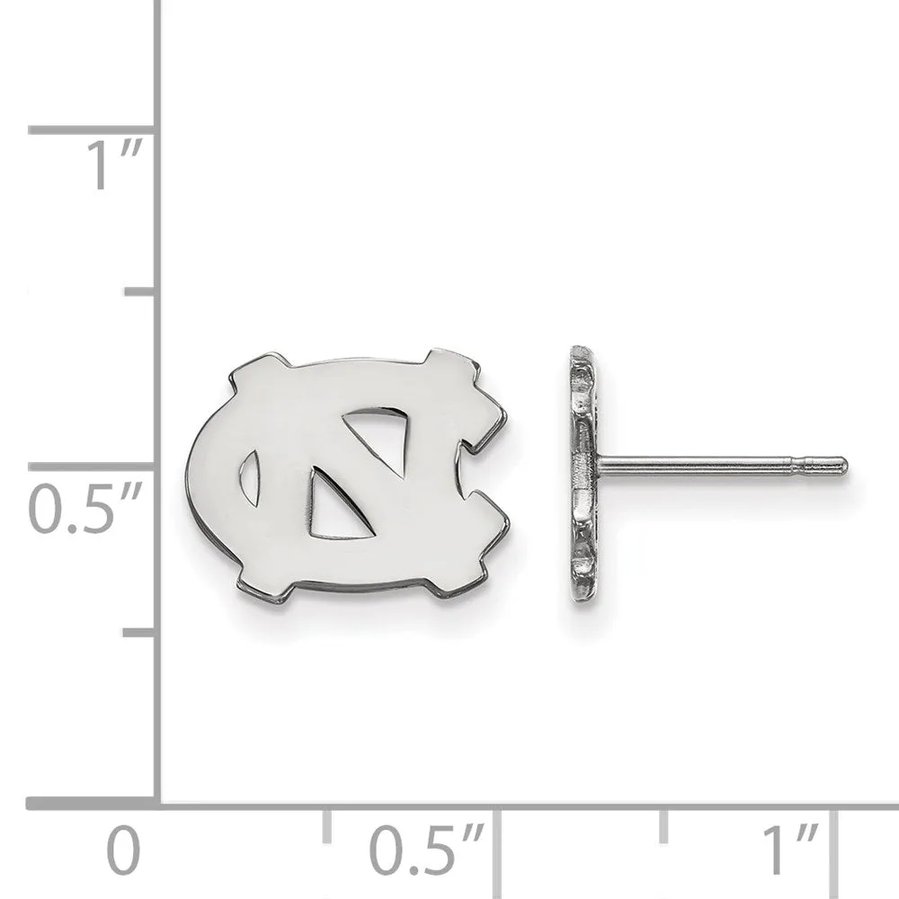 Sterling Silver Rhodium-plated University of North Carolina N-C Extra Small Post Earrings