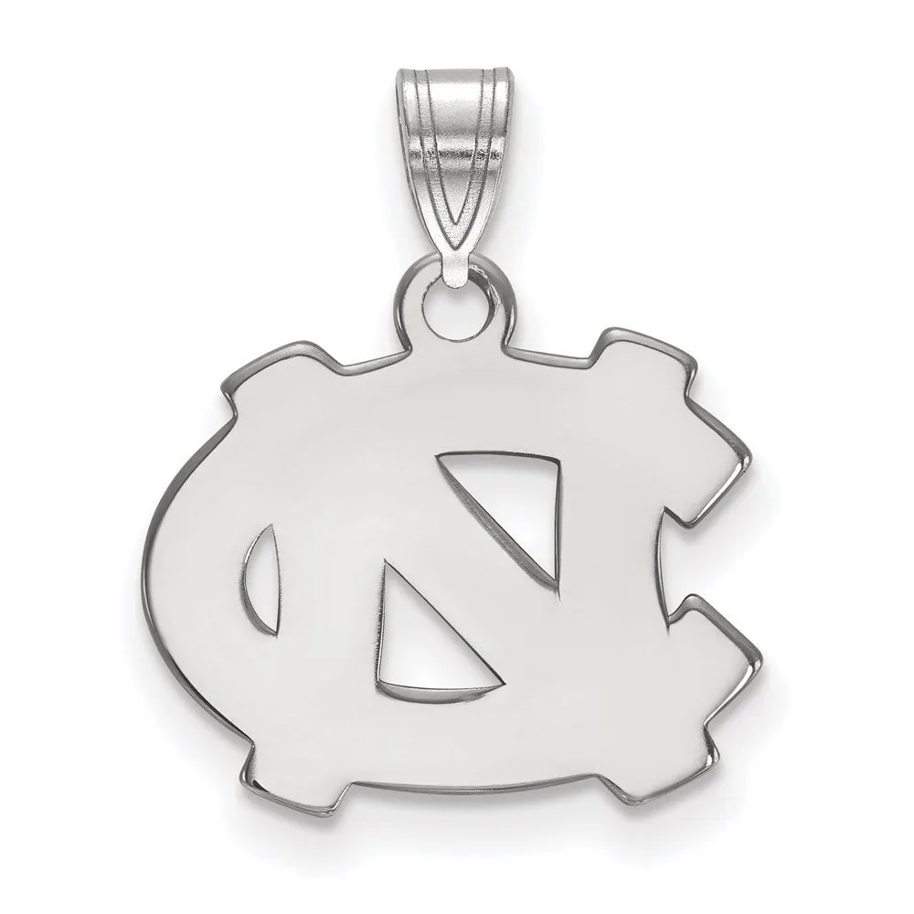 Sterling Silver Rhodium-plated University of North Carolina N-C Small Pendant