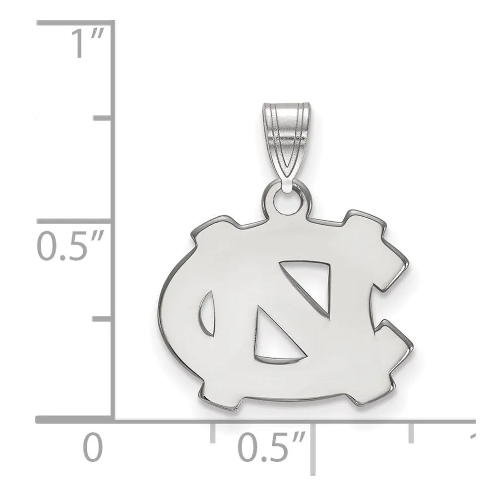 Sterling Silver Rhodium-plated University of North Carolina N-C Small Pendant