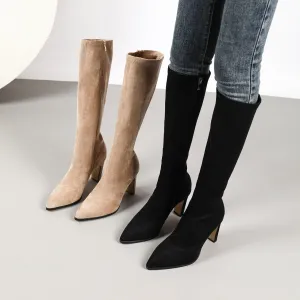 Suede Side Zipper Boot