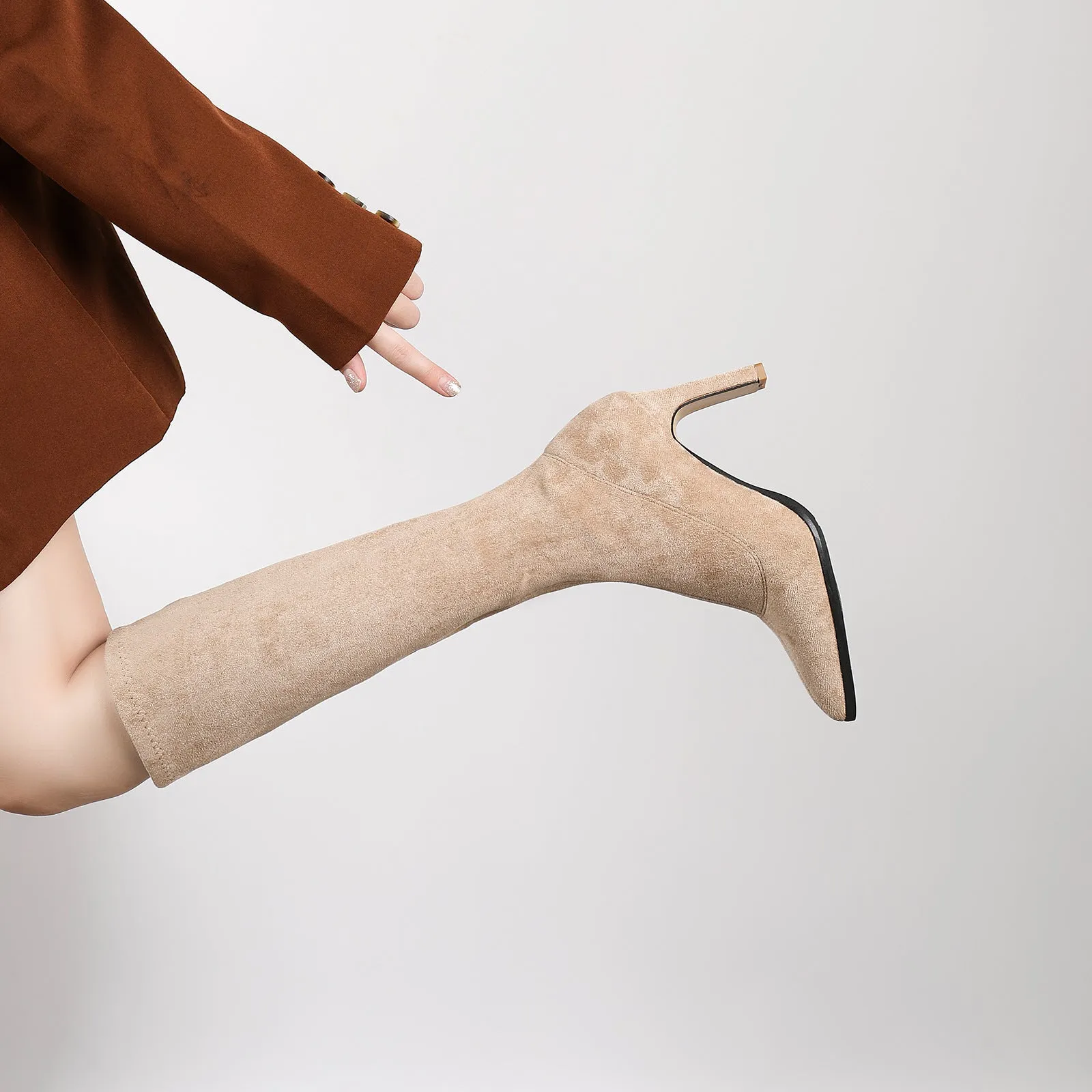 Suede Side Zipper Boot