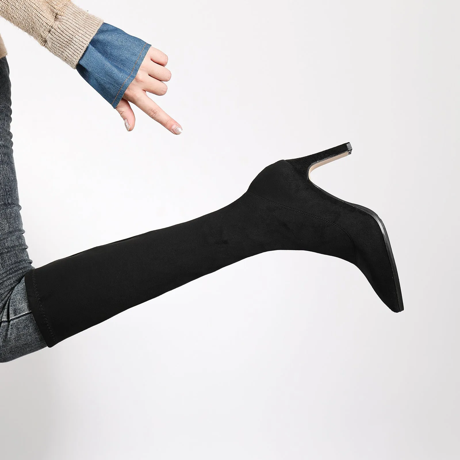 Suede Side Zipper Boot