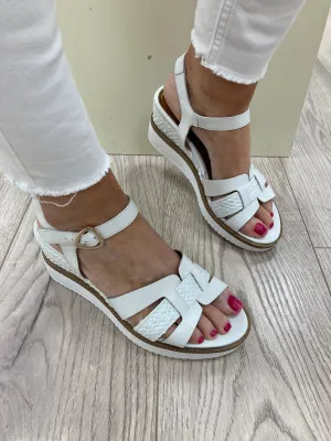 TAMARIS - 28243-100 MEDIUM WEDGE SANDAL - WHITE