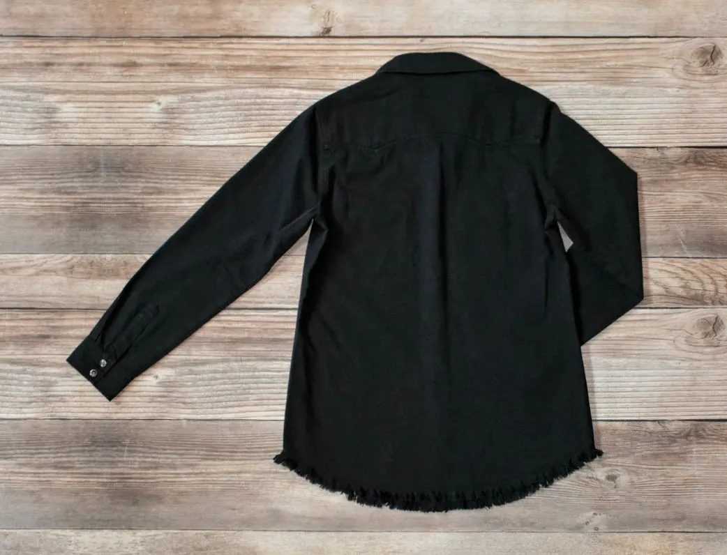 Tasha Polizzi Black Silver Button Up