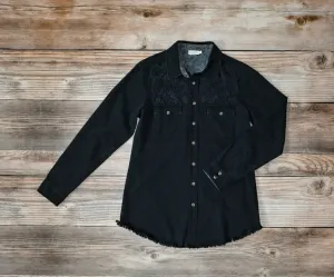 Tasha Polizzi Black Silver Button Up