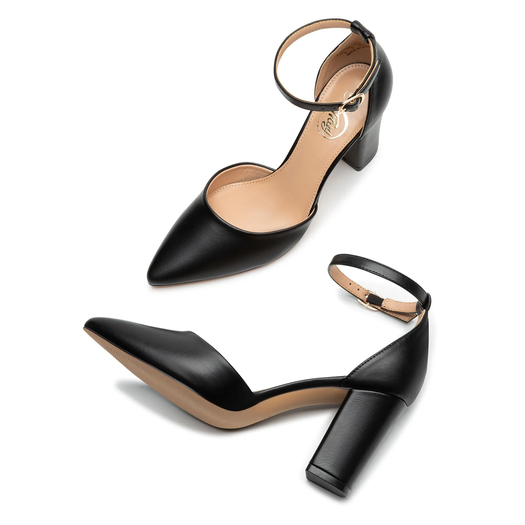 Trary Black Pumps for Women, Black Heels Closed Toe, Pumps Shoes Women 3 Inch Heel, Block Heel for Women, Chunky Heels for Women, Pointed Toe Womens Pumps, Women Dress Shoes for Wedding Party Office