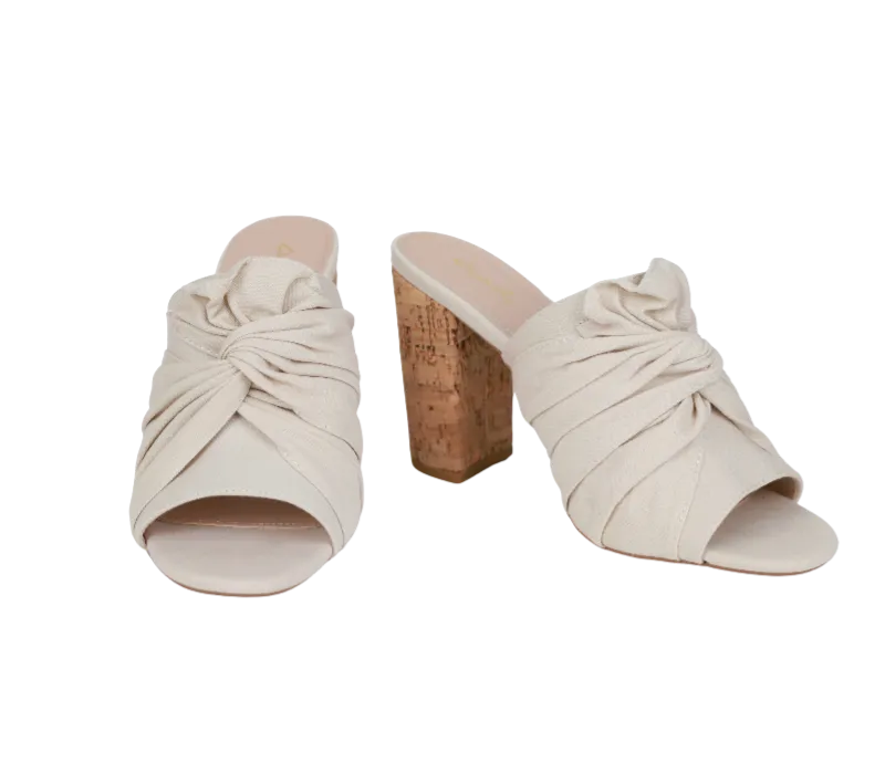 Twist Knotted Cork Heels - Gray