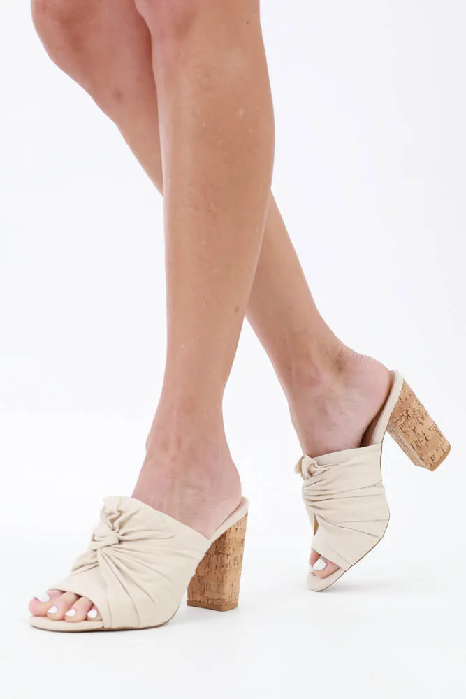 Twist Knotted Cork Heels - Gray