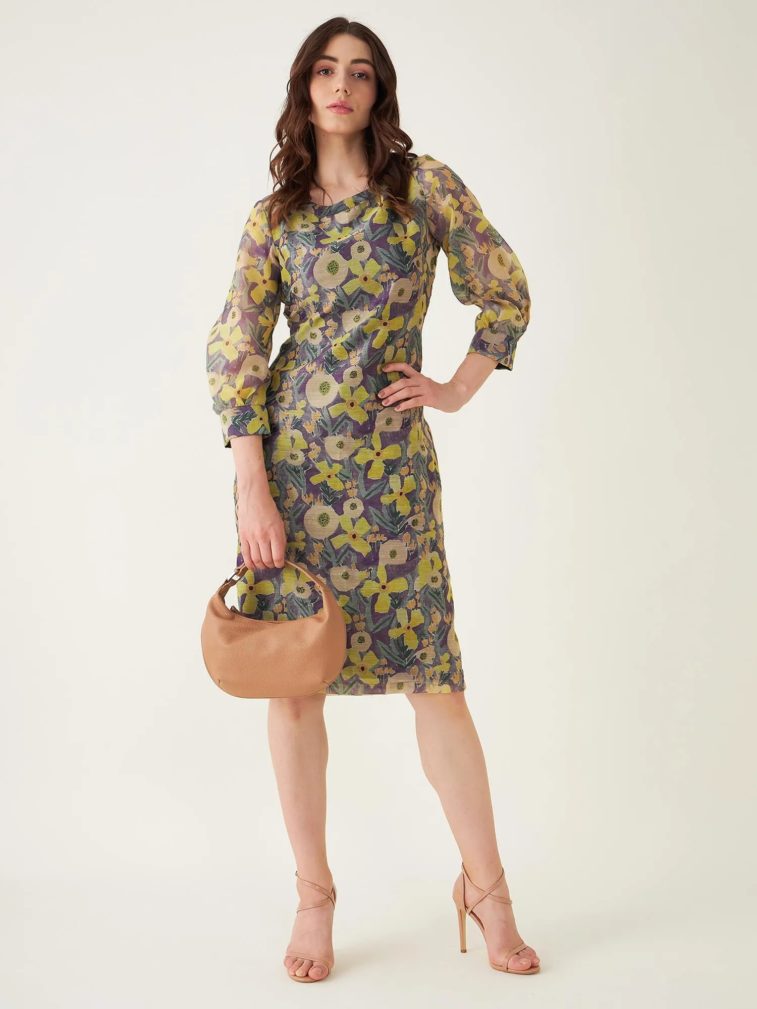 Valerie Floral Shift Dress - Yellow & Purple