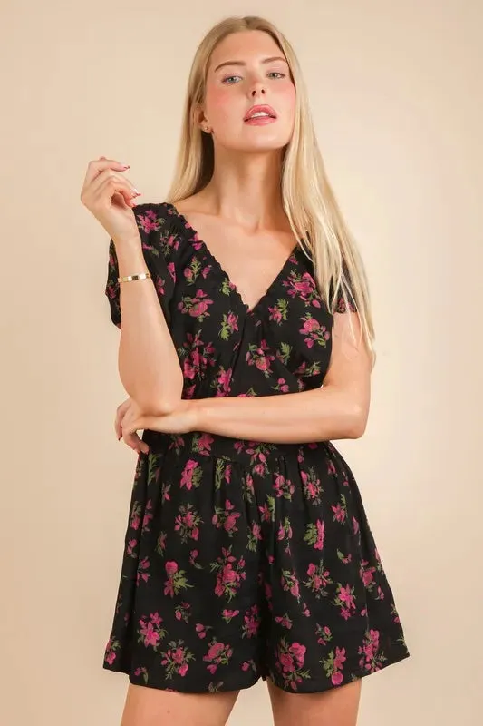 VERY J Floral Printed Ruffle Romper