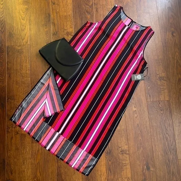 Vince camuto sleeveless pink striped dress NWT