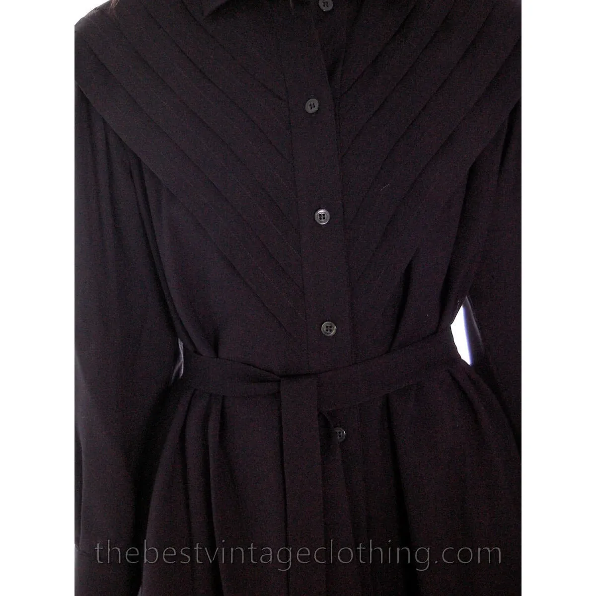 Vintage 1970s Marimekko Womens FIne Wool Shirt Dress 36/8 Pleated V Yoke