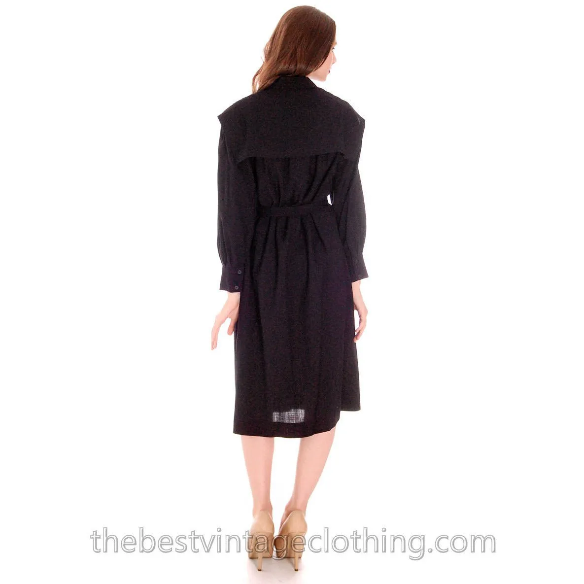 Vintage 1970s Marimekko Womens FIne Wool Shirt Dress 36/8 Pleated V Yoke