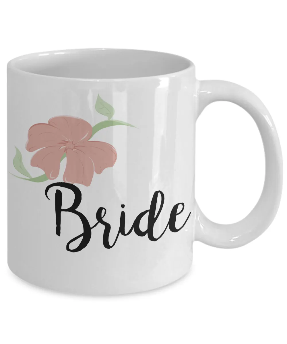 Wedding Mugs - Bride Mug - Bride and Groom Mugs - Flower Coffee Mug