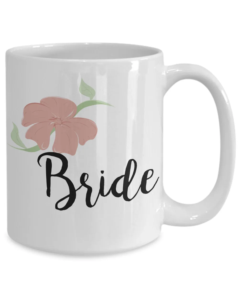 Wedding Mugs - Bride Mug - Bride and Groom Mugs - Flower Coffee Mug