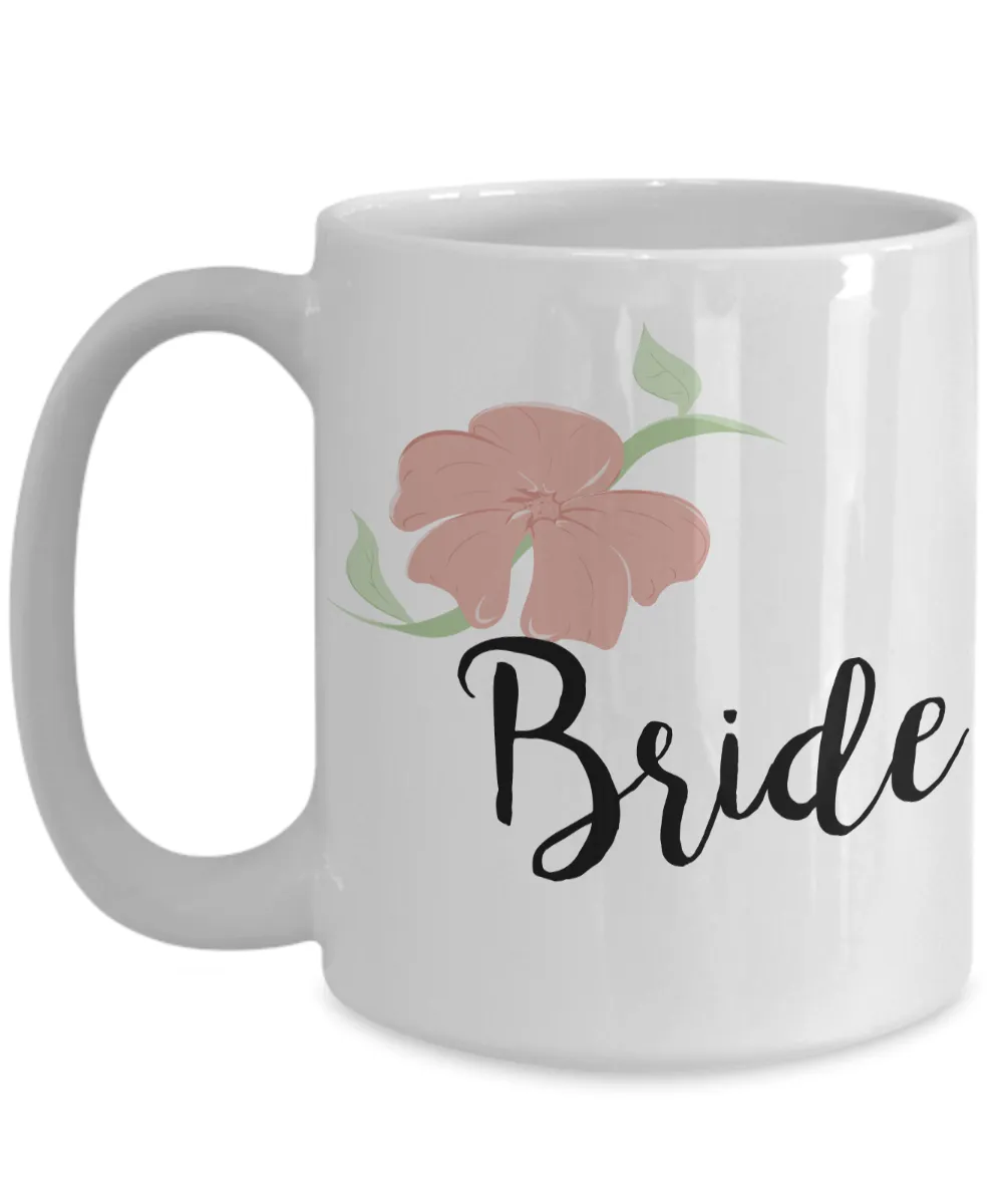 Wedding Mugs - Bride Mug - Bride and Groom Mugs - Flower Coffee Mug