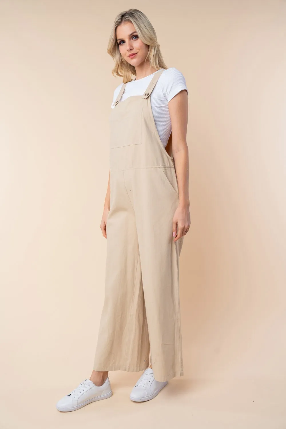 White Birch Sleeveless Jumpsuit In Oatmeal