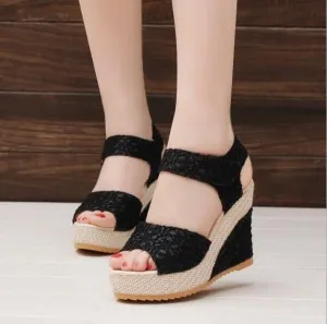 Women Shoes Open Toe Fish Head Fashion High Heels Wedge Sandals VJ083