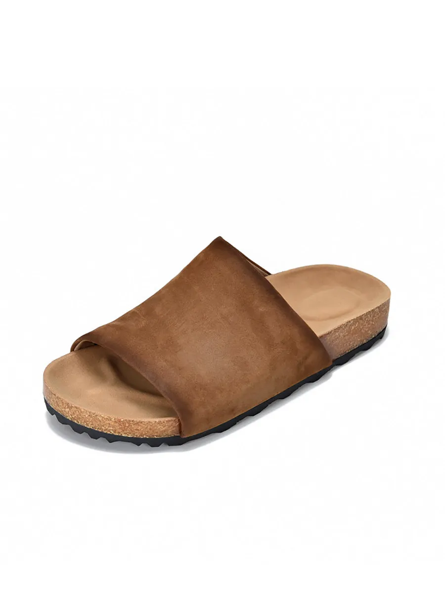 Women Summer Genuine Leather Flat Slippers