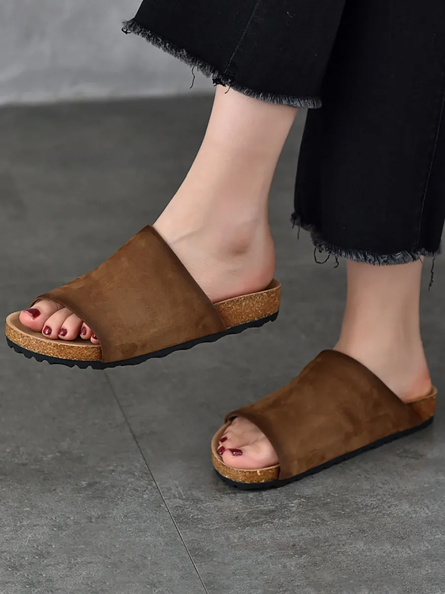 Women Summer Genuine Leather Flat Slippers