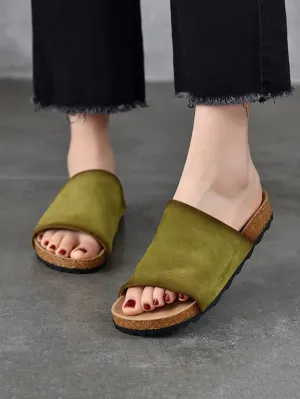 Women Summer Genuine Leather Flat Slippers