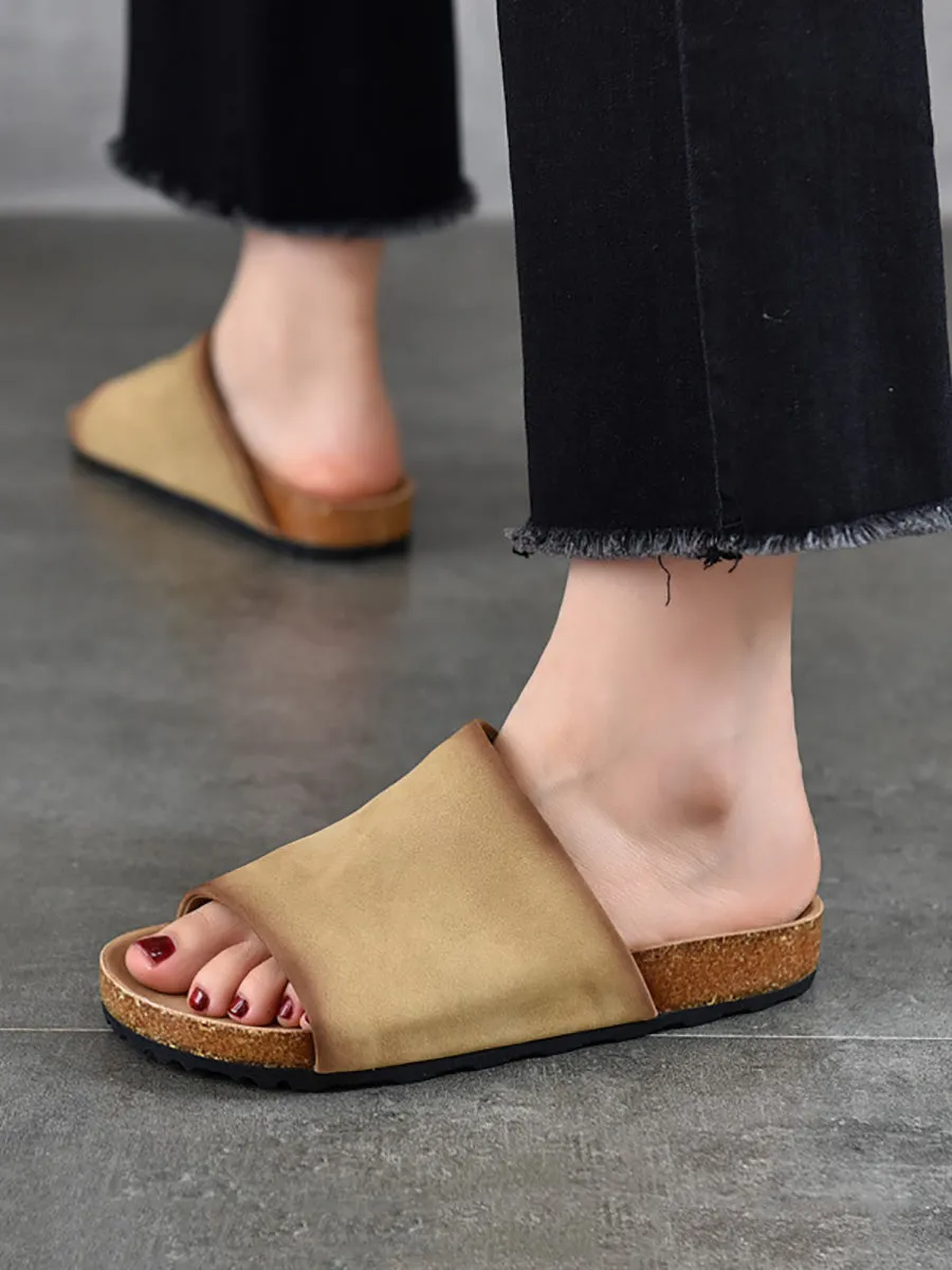 Women Summer Genuine Leather Flat Slippers
