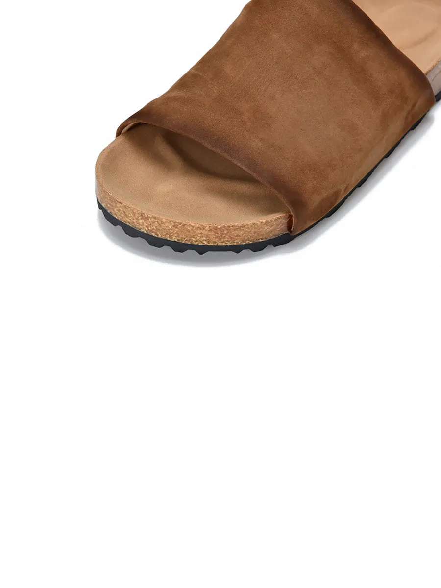 Women Summer Genuine Leather Flat Slippers