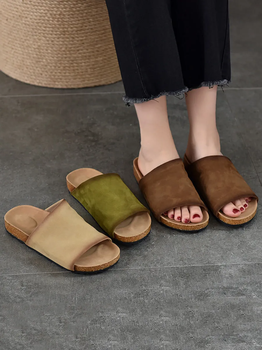 Women Summer Genuine Leather Flat Slippers