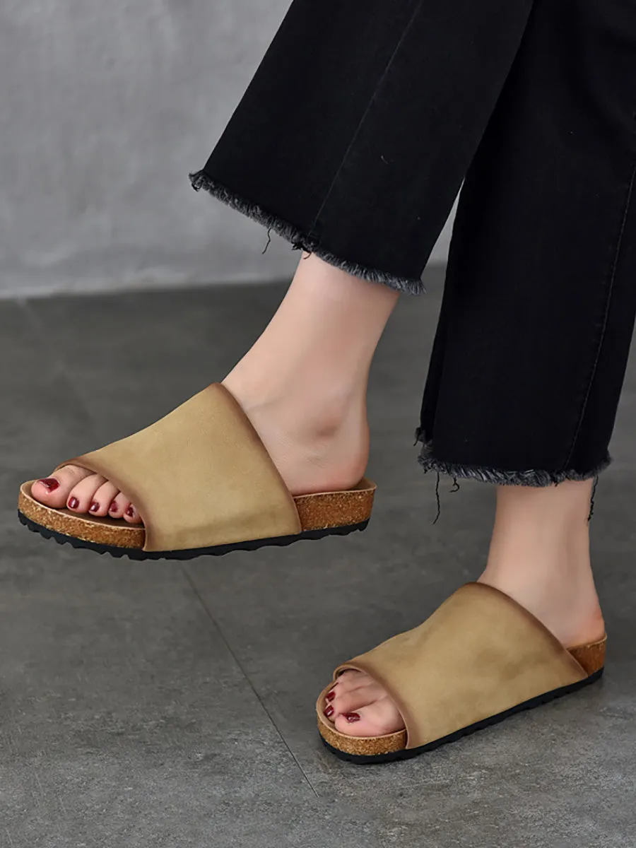 Women Summer Genuine Leather Flat Slippers