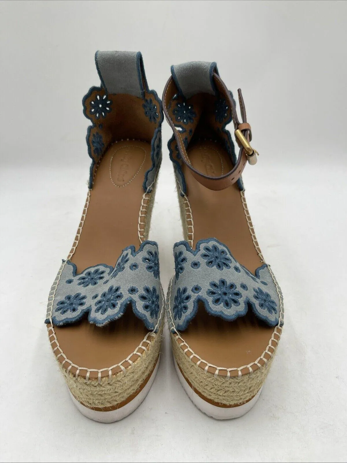 Women’s See by Chloe Glyn Wedge Sandals Blue Size 39 - Very Good