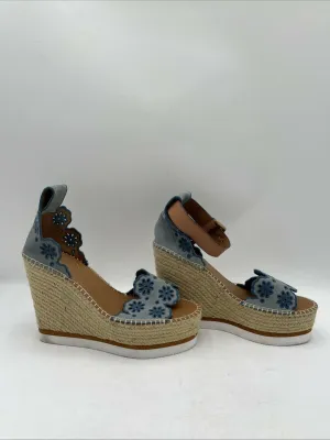 Women’s See by Chloe Glyn Wedge Sandals Blue Size 39 - Very Good