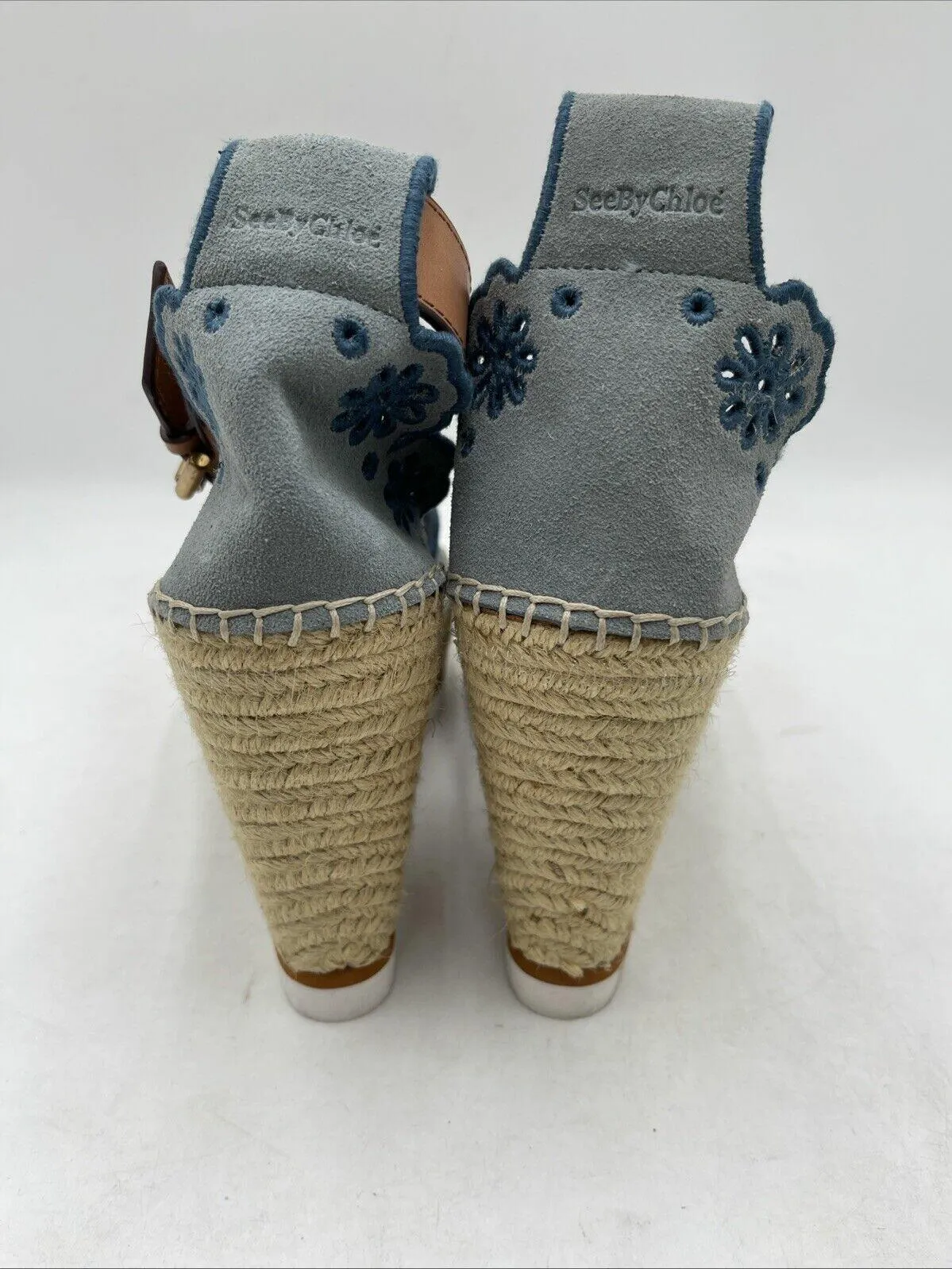 Women’s See by Chloe Glyn Wedge Sandals Blue Size 39 - Very Good