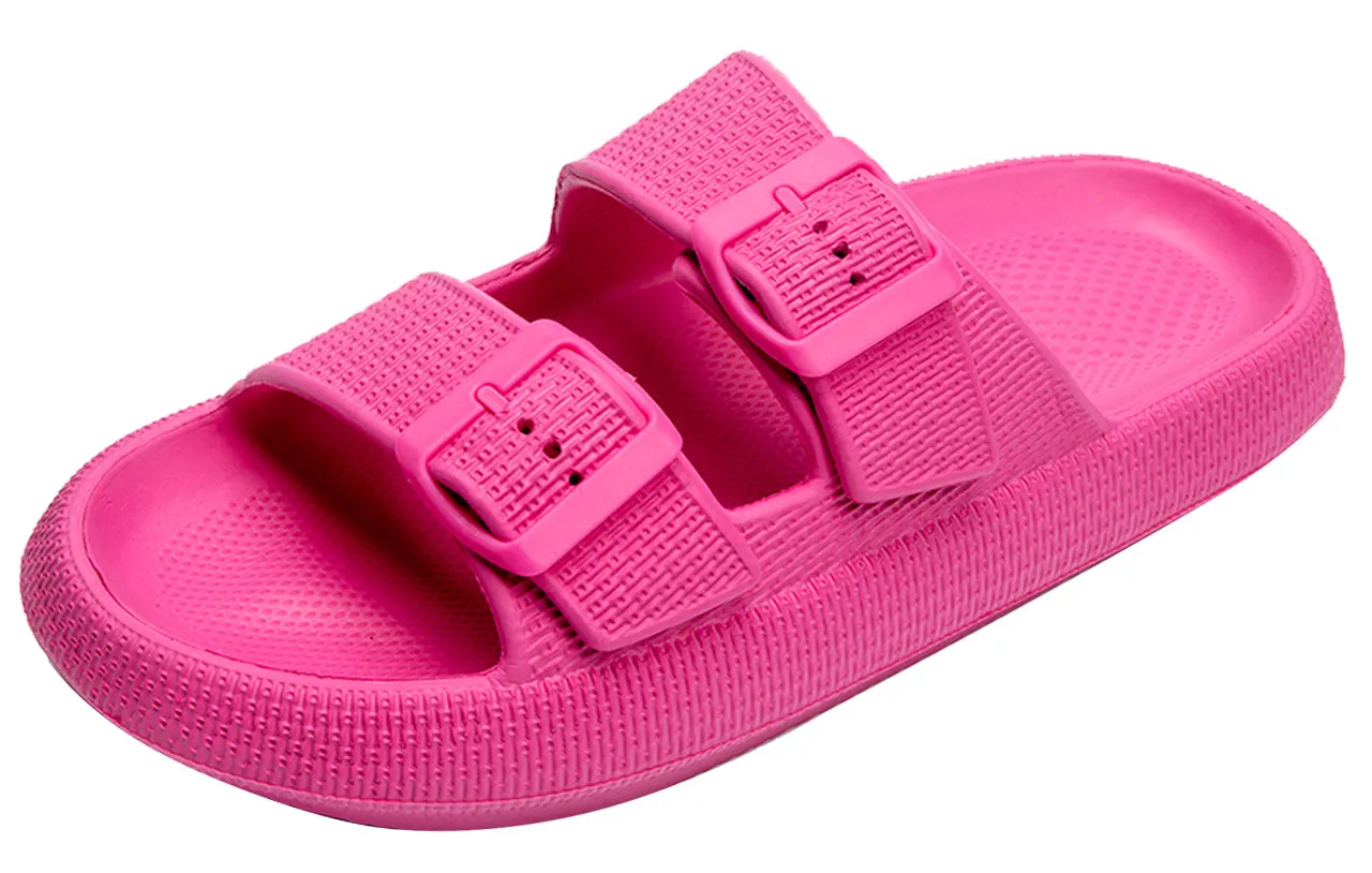 Womens Slip-on Sandals – Casual, Cute & Comfortable Slippers for Summer – Use Indoor or Outdoor adjustable buckle straps